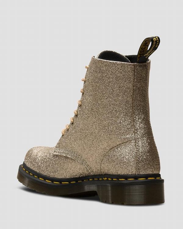 Dr Martens Dámské Kotníkové Boty 1460 Pascal Fine Glitter Zlaté, CZ-952807